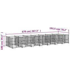Chenil d'extérieur pour chiens Acier 13,14 m²