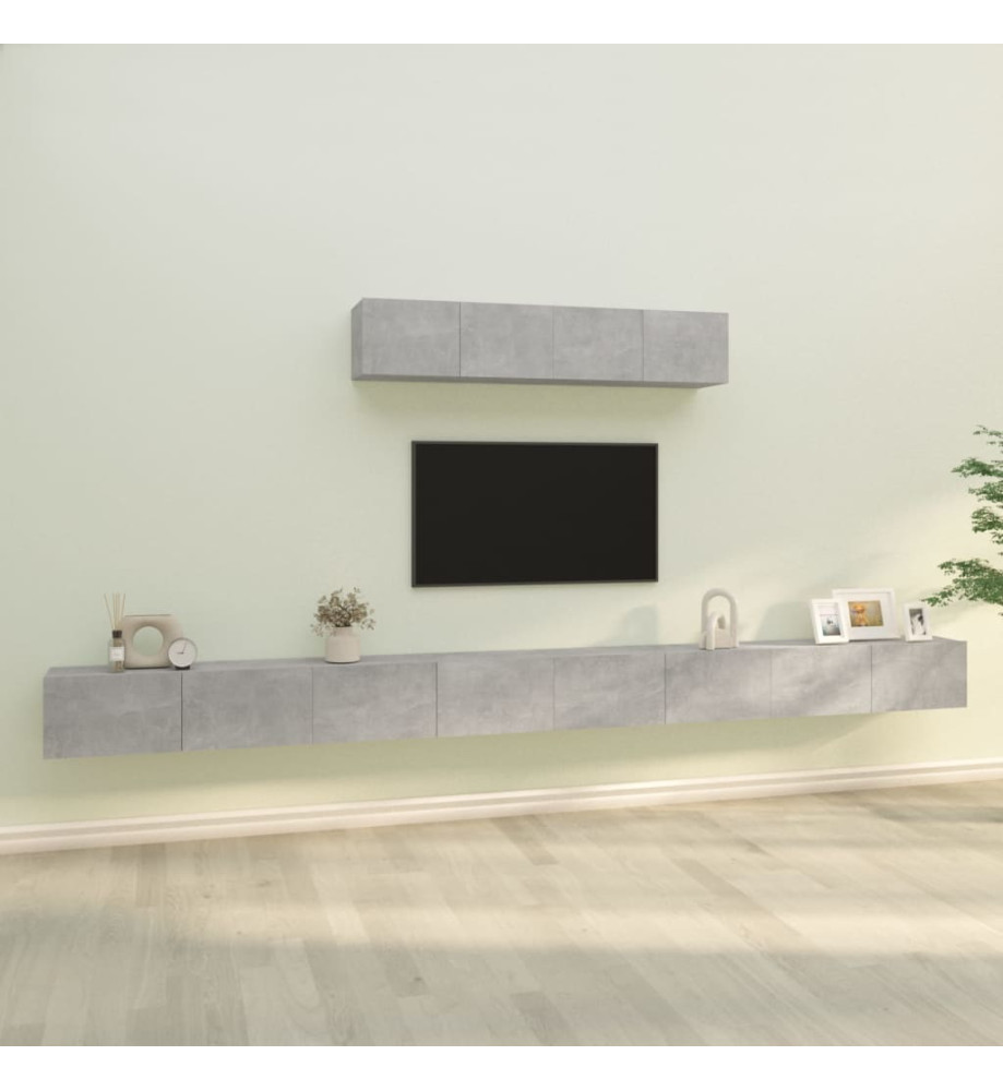 Ensemble de meubles TV 6 pcs Gris béton Bois d'ingénierie