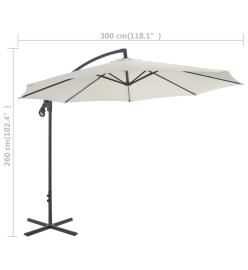 Parasol en porte-à-faux avec poteau en acier 300 cm Sable