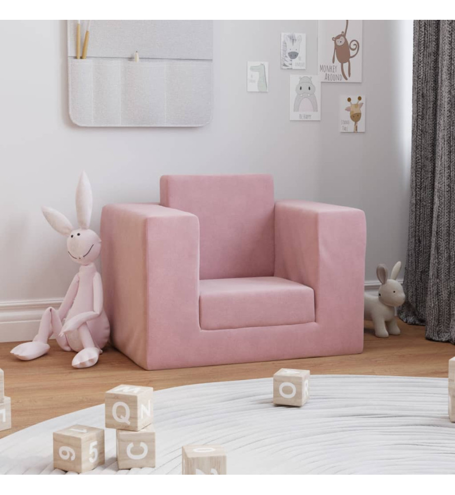 Canapé-lit pour enfants Rose Peluche douce