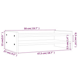 Support de moniteur Gris 50x27x15 cm Bois de pin solide