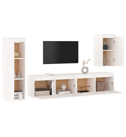 Meubles TV 4 pcs Blanc Bois massif de pin