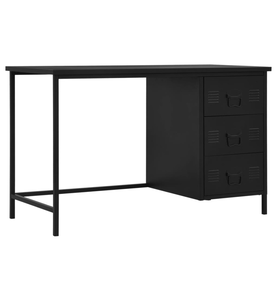 Bureau industriel avec tiroirs Noir 120x55x75 cm Acier