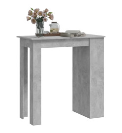 Table de bar à étagère de rangement Gris béton 102x50x103,5 cm