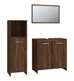 Ensemble de meubles de salle de bain 3 pcs Chêne marron