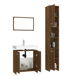 Ensemble de meubles de salle de bain 3 pcs Chêne marron