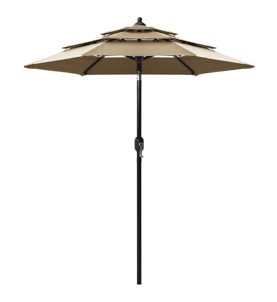 Parasol à 3 niveaux avec mât en aluminium Taupe 2 m