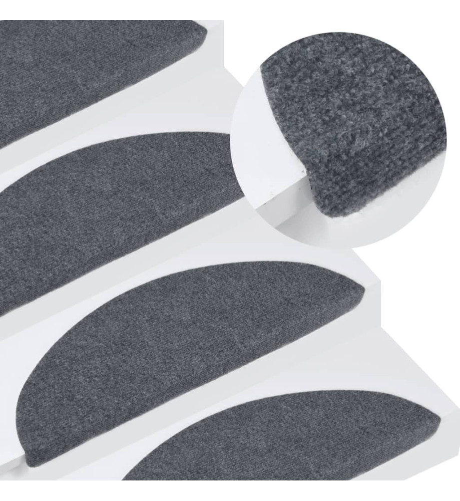 Tapis d'escalier auto-adhésifs 10 pcs gris 56x17x3 cm