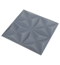 Panneaux muraux 3D 24 pcs 50x50 cm Gris origami 6 m²