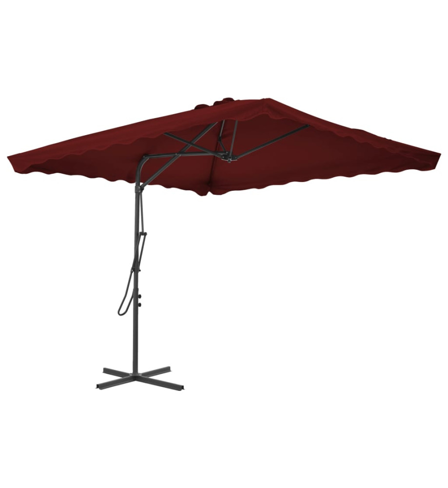 Parasol d'extérieur avec mât en acier Bordeaux 250x250x230 cm