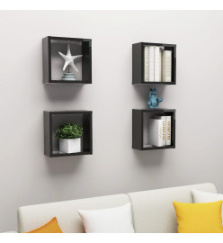 Étagères cube murales 4 pcs Noir brillant 30x15x30 cm