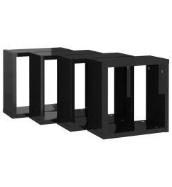 Étagères cube murales 4 pcs Noir brillant 30x15x30 cm