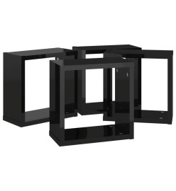 Étagères cube murales 4 pcs Noir brillant 30x15x30 cm