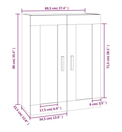 Armoire murale Noir 69,5x32,5x90 cm Bois d'ingénierie