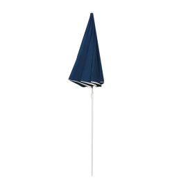 Parasol d'extérieur avec mât en acier Bleu 180 cm