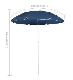 Parasol d'extérieur avec mât en acier Bleu 180 cm