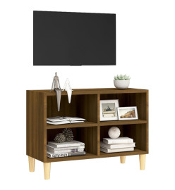 Meuble TV avec pieds en bois massif Chêne marron 69,5x30x50 cm