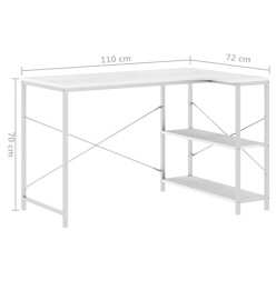 Bureau d'ordinateur Blanc 110x72x70 cm Aggloméré