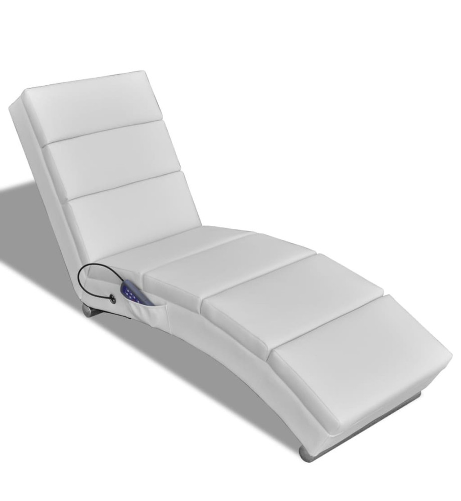 Chaise longue de massage Blanc Similicuir