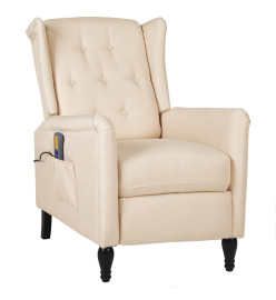 Fauteuil de massage inclinable Crème Tissu