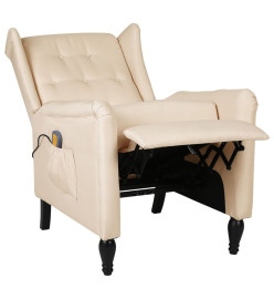 Fauteuil de massage inclinable Crème Tissu