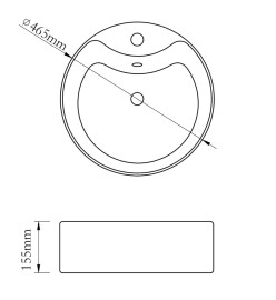 Lavabo à trou de trop-plein/robinet céramique Blanc Rond