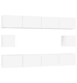 Ensemble de meubles TV 6 pcs Blanc brillant Bois d'ingénierie