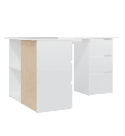 Bureau d'angle Blanc brillant 145x100x76 cm Aggloméré