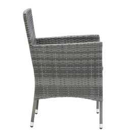 Meubles à dîner de jardin et coussins 9 pcs Poly rotin Gris