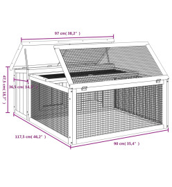 Clapier moka 117,5x97x47,5 cm bois de pin massif