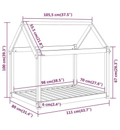 Lit pour chien 111x80x100 cm Bois de pin solide