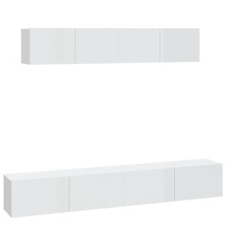 Ensemble de meubles TV 4 pcs Blanc brillant Bois d'ingénierie