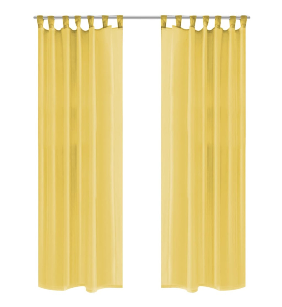 Rideau occultant 2 pcs Voile 140 x 175 cm Jaune