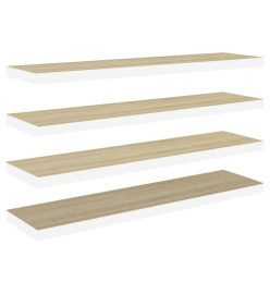 Étagères flottantes 4 pcs Chêne et blanc 120x23,5x3,8 cm MDF