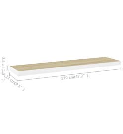 Étagères flottantes 4 pcs Chêne et blanc 120x23,5x3,8 cm MDF