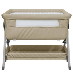 Lit pour bébé avec matelas Taupe Tissu de lin