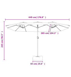 Parasol à double tête rouge bordeaux 449x245 cm