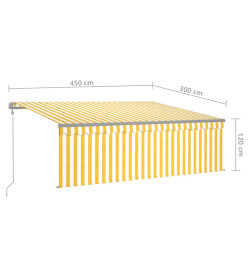 Auvent automatique rétractable avec store 4,5x3m Jaune et blanc