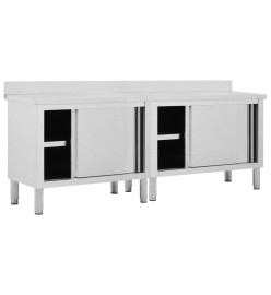 Tables avec portes coulissantes 2 pcs 240x50x(95-97) cm Inox