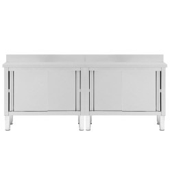 Tables avec portes coulissantes 2 pcs 240x50x(95-97) cm Inox