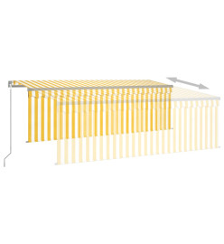 Auvent manuel rétractable avec store et LED 4,5x3 m Jaune blanc