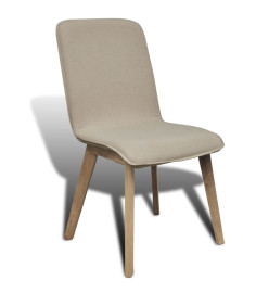 Chaises à manger lot de 2 beige tissu et chêne massif