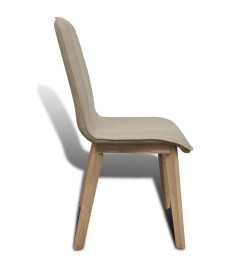 Chaises à manger lot de 2 beige tissu et chêne massif