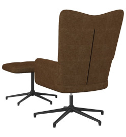 Chaise de relaxation avec tabouret Marron Tissu