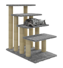 Arbre à chat avec griffoirs en sisal Gris clair 63 cm