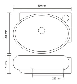 Vasque à trou de trop-plein/robinet céramique pour salle de bain Noir