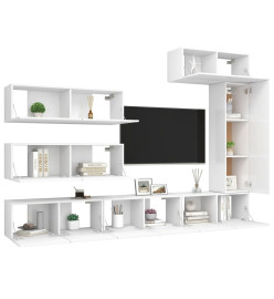 Ensemble de meuble TV 7 pcs Blanc Aggloméré