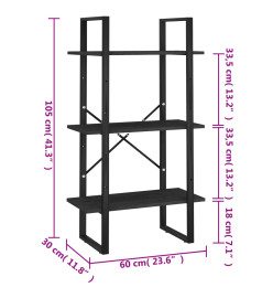 Étagère de rangement Noir 60x30x105 cm Bois de pin massif