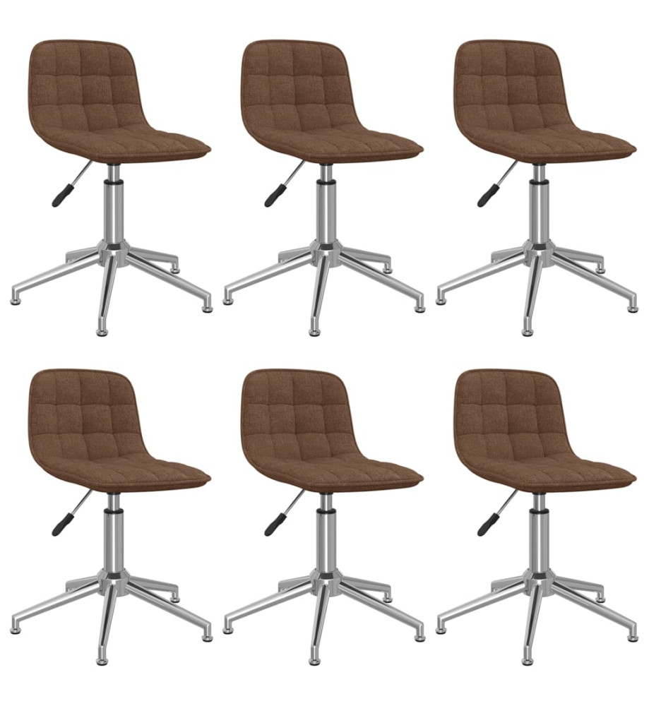 Chaises pivotantes à manger lot de 6 marron tissu