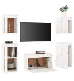 Meubles TV 5 pcs Blanc Bois massif de pin